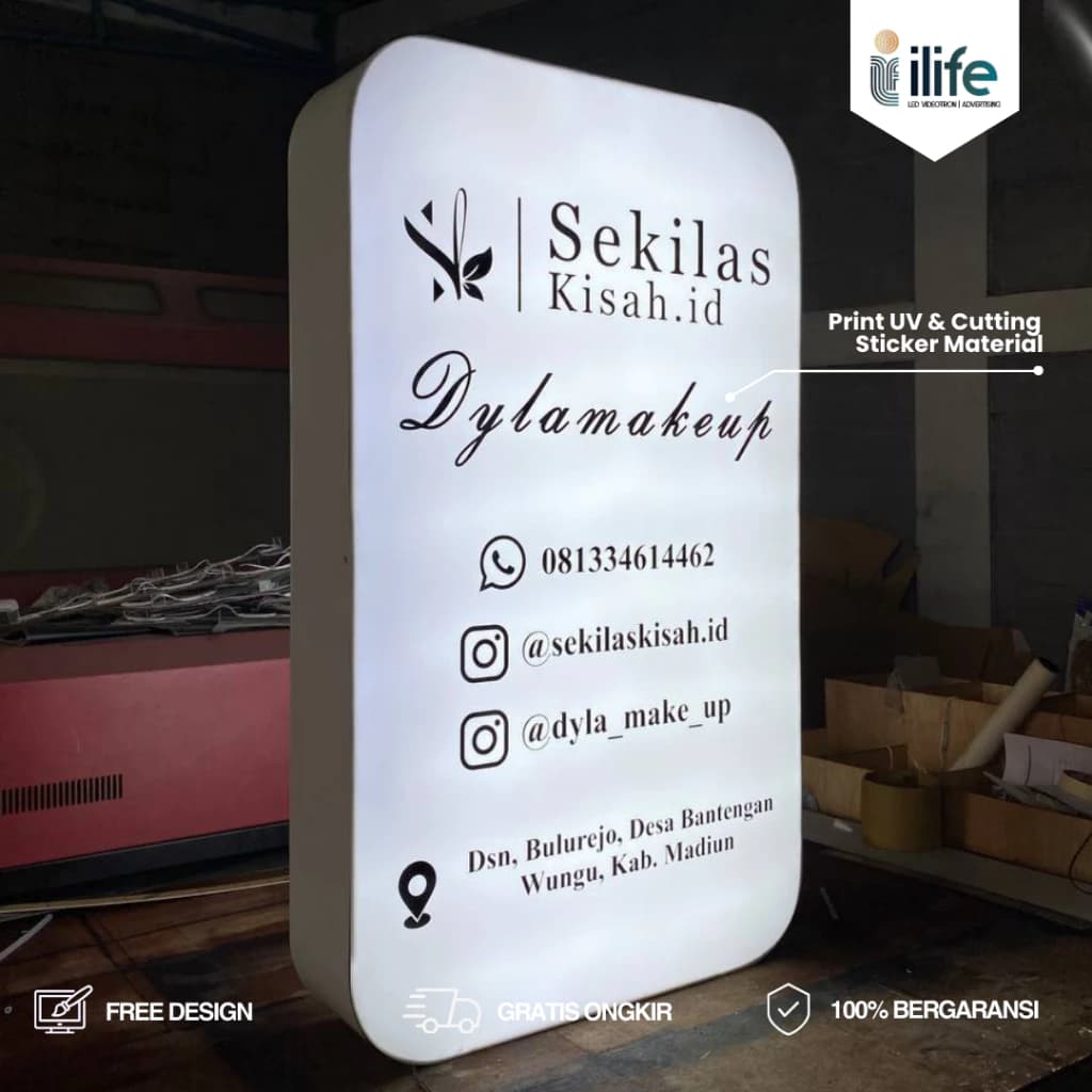 Neon Box Persegi Round Corner Custom - Sisi Samping ACP Premium thumbnail 2