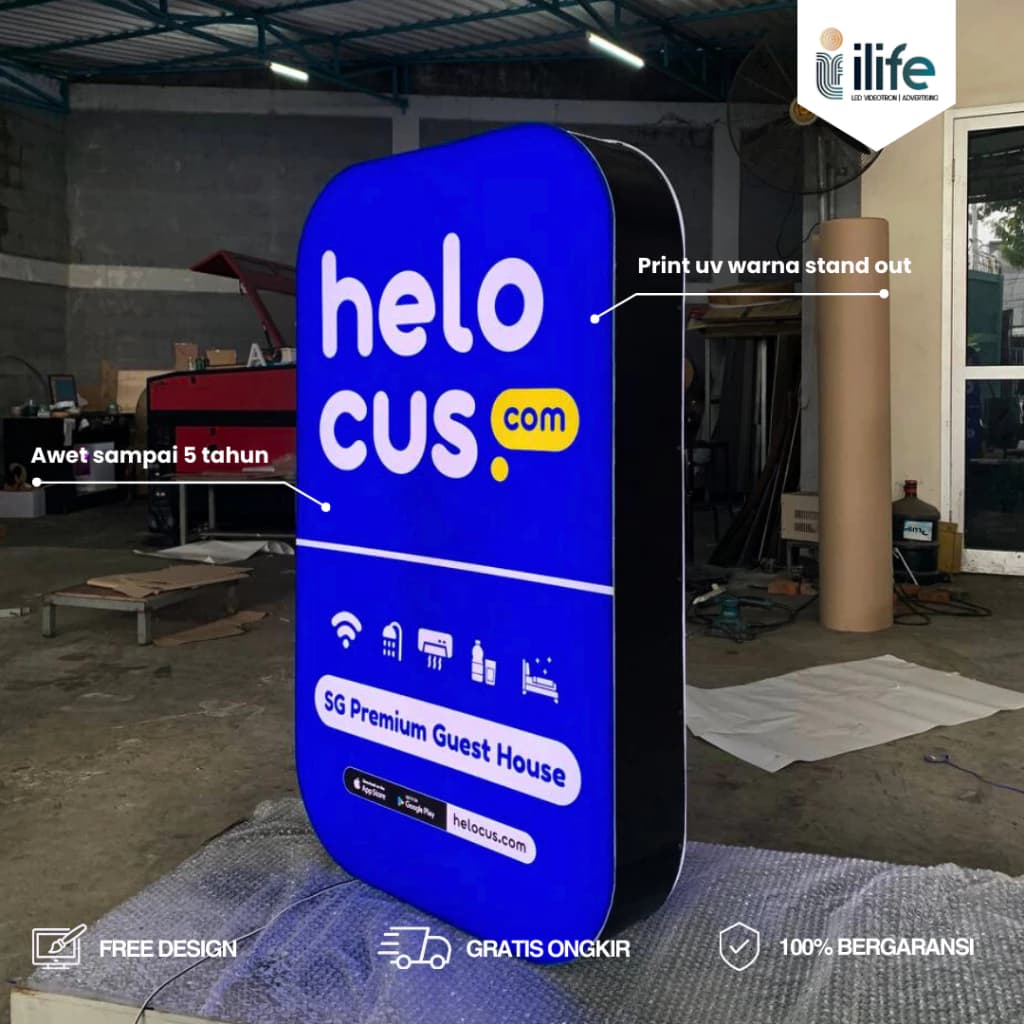 Neon Box Persegi Round Corner Custom - Sisi Samping ACP Premium thumbnail 3