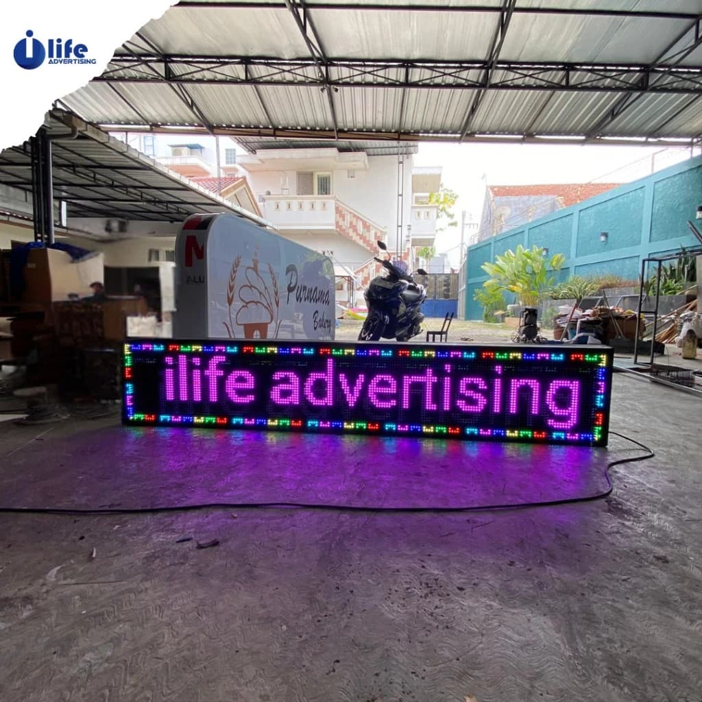 Huruf Berjalan LED / Running Text Custom (Satu Sisi &amp; Full Color) thumbnail 4