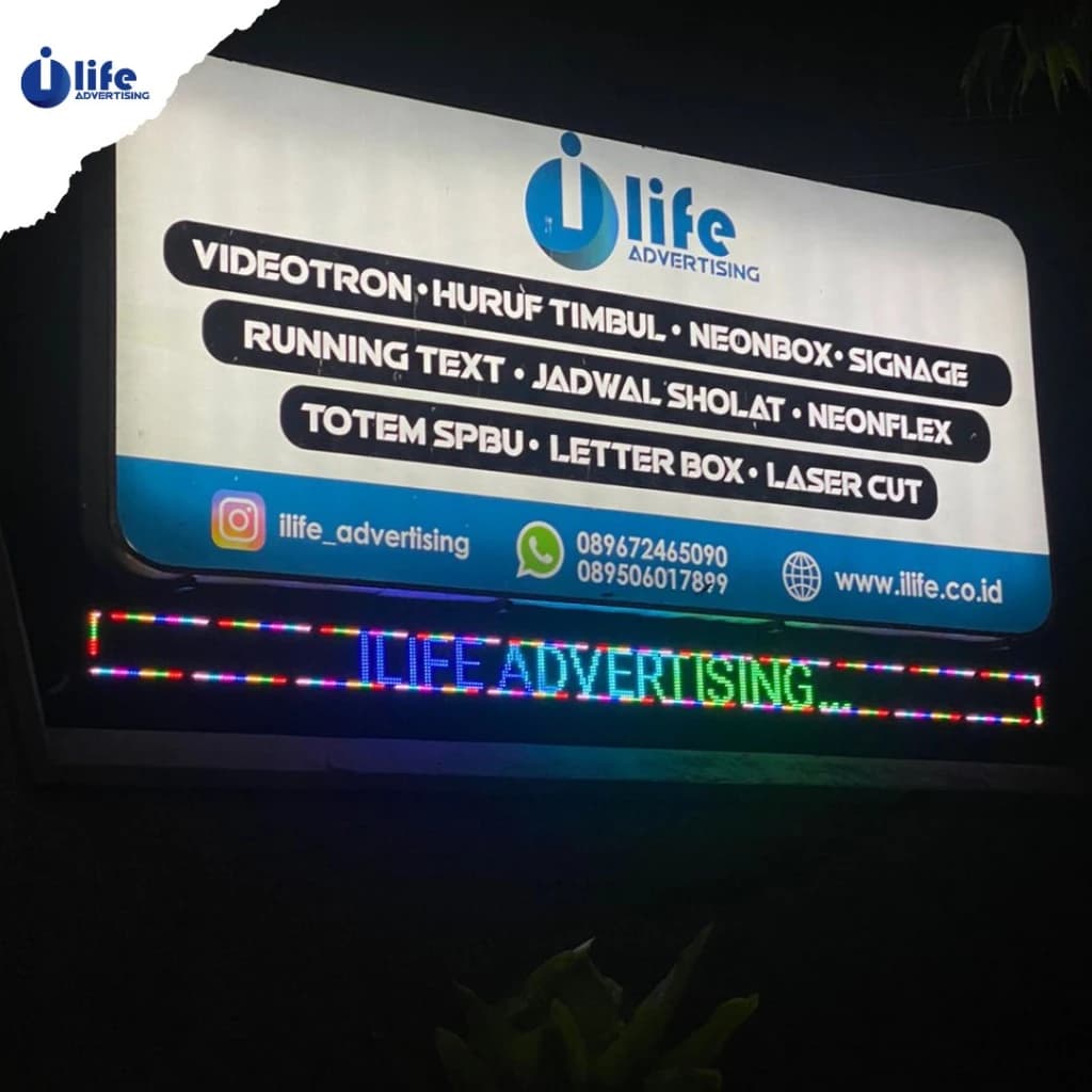 Huruf Berjalan LED / Running Text Custom (Satu Sisi &amp; Full Color) thumbnail 6